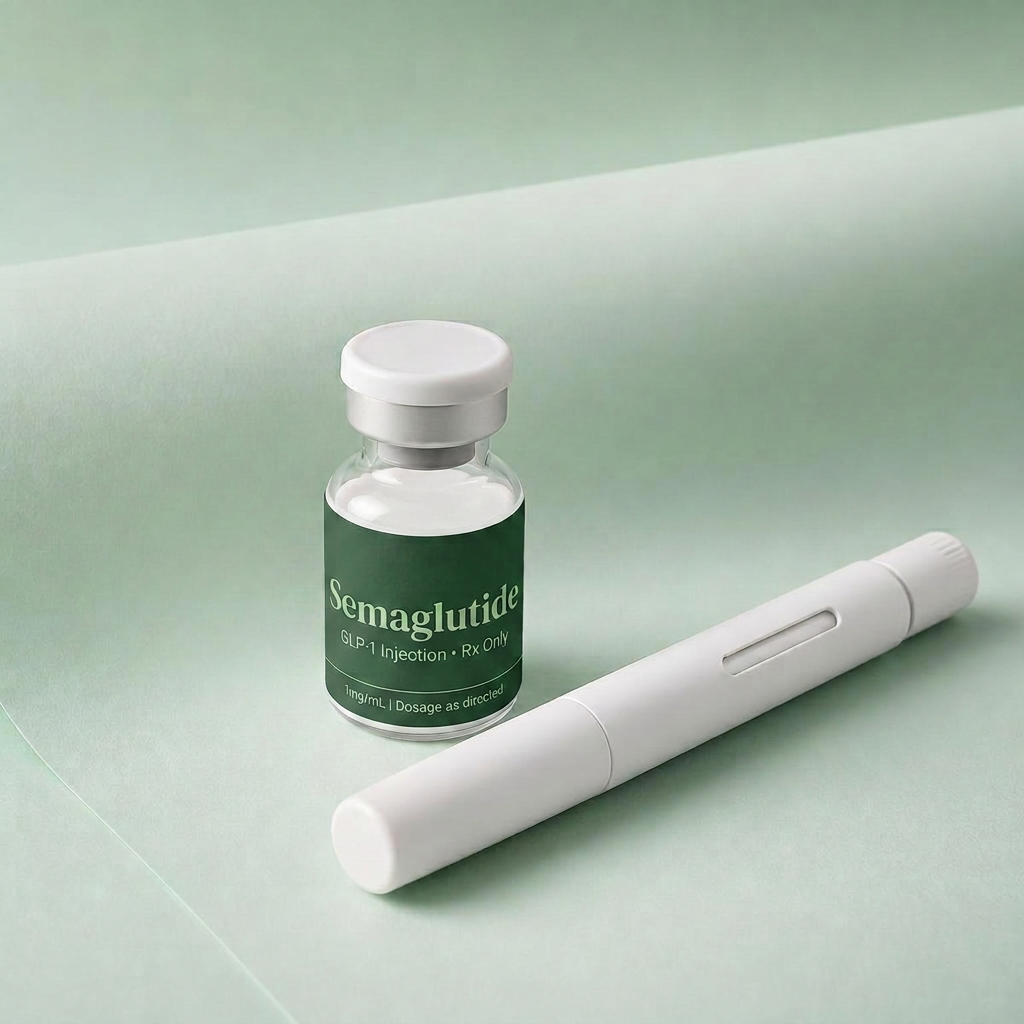 GLP-1 medication vial with injection pen